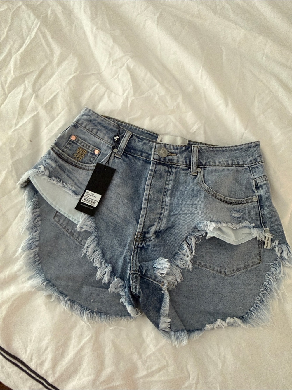 NWT One Teaspoon Distressed Light Blue Denim Cutoff Shorts - Women